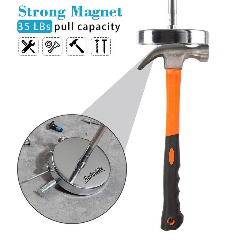 Rechabite 2 Pack Telescoping Magnetic Sweeper Pickup Tool, Screws Parts