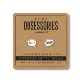 Handmade Hello Speech Bubble Stud Earrings