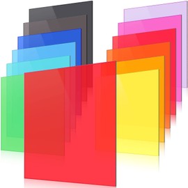 Macarrie 12 Pcs Colored Acrylic Sheets 1/8 Inch Thick Translucent Colored Acrylic Sheets for Laser Cutting Colorful Plastic Panel for Glass DIY(8 x 8 Inch)