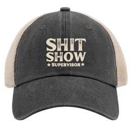 Show Supervisor Sun hat dad Hats AllBlack Mens Baseball Cap Gifts for Her Running Hats, Allblack, One Size