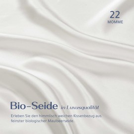 RENESSY Organic Silk Pillowcase 80 x 80 cm - 100% Organic Mulberry Silk, 22 momme, Naturally Hypoallergenic, Promotes Hair and Skin Health, 1 Piece (Natural Silk Off-White)