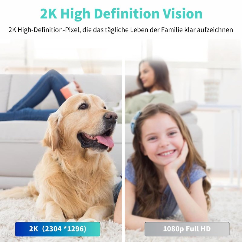 Alaga Security Indoor Cam 3K Indoor Surveillance Camera, WiFi, Swivelling,