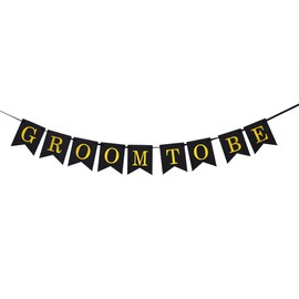Groom To Be Banner, Bachelor Party Decoration Supplies, Marriage & Engagement, Stag Night, Future Groom Bunting, Wedding Hanging Paper Pennant(Black / 3.5 ft)