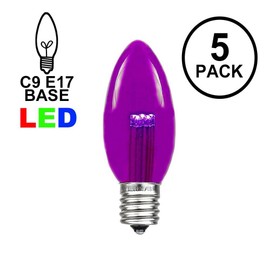 Novelty Lights 5 Pack C9 LED Outdoor String Light Patio Christmas Replacement Bulbs, Purple, C9/E17 Base, .75 Watt