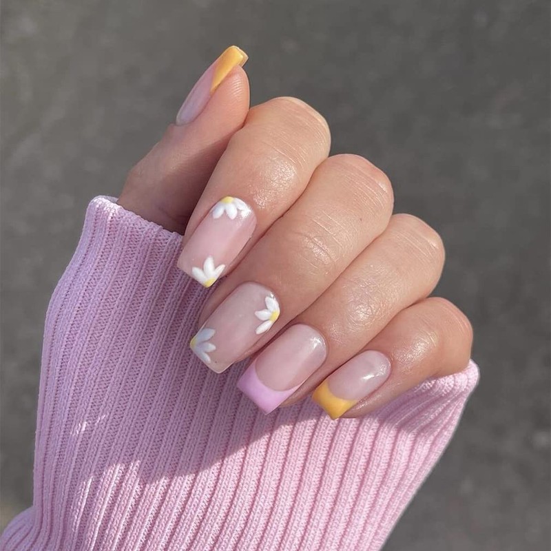 Sethexy Short Square False Nails French Press On Nails 24