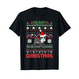 Funny Merry Ugly Christmas Sweater French Bulldog Santa Hat T-Shirt