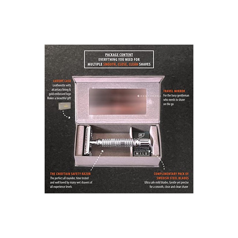 VIKINGS BLADE The Chieftain Safety Razor + Swedish Platinum Super