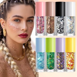Purpurina Para Maquillaje Larga Duración Y Efecto Brillante Gel Purpurina Corporal y Facial para Pequeños Niñas Mujeres Hombres Partido de Fútbol Cumpleaños Desfile Concierto Festival