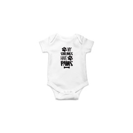 SmartyPants My Siblings Have Paws Babygrow - Cute Adorable Dogs Animals Pets Dog Doggo Baby Present Gift Newborn Birthday Christmas Born (White, 0-3 Months)