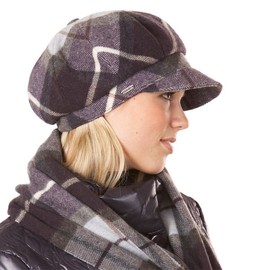Tevere Checkered Newsboy Cap McBURN women´s beanie apple cap (One Size - blue)