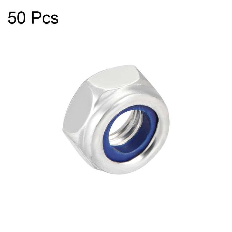 sourcing map M6 x1mm Nylon Insert Hex Lock Nuts, Carbon