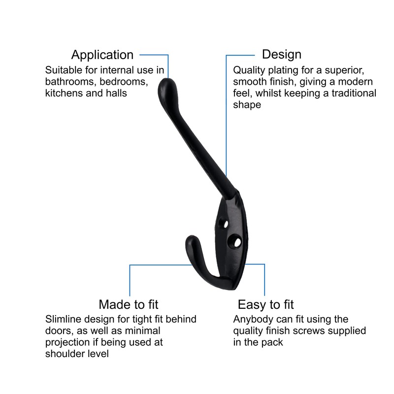 EAI Hat and Coat Hook for Coats Bath Towels 68x18mm