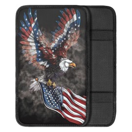 Finagallathe American Flag Center Console Cover American Eagle Armrest Cover Cushion Soft Waterproof Armrest Seat Box Cover Protector for Most Vehicle SUV Truck Car
