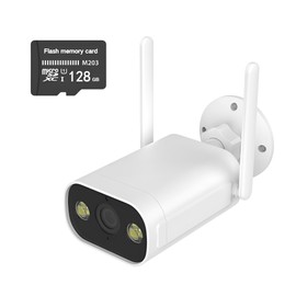 Security Camera Outdoor 2K 3MP, HD WiFi 2.4G Home Security Camera for Outside with IR & Color Night Vision, 2-Way Audio, IP66 Waterproof, Tuya/Smart Life App, Cloud & SD Card Storage (128G SD Card)