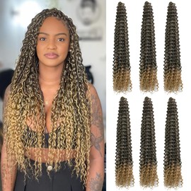 Curly Crochet Hair 28Inch 6Packs Ocean Wave Braiding Hair Extensions Long Synthetic Twist Ripple Crochet Braiding Hair Extensions for Women(110g/Pack,6Packs,#T27)