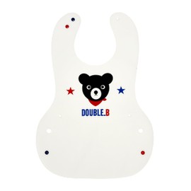 Miki House 60-7909-683 Double Bee Lunch Bie, Meal Apron, Bear, Made in Japan, For Boys, Girls, Babies, Kids, Baby Shower, Gift, white