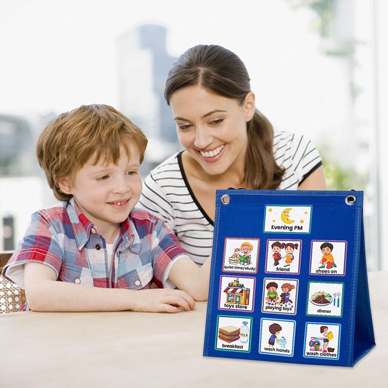 Qivine Children's Calendar, Daily Schedule, Visual Timetable with 70 English