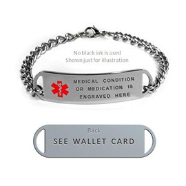 Taking FARXIGA Medical ID Alert Bracelet with Embossed Emblem from Stainless Steel. D-Style, Premium Series.
