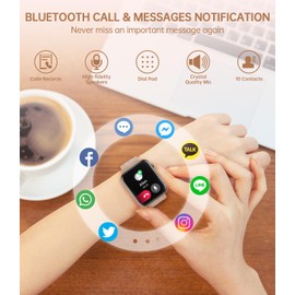 Erkwei Smartwatch for Women, 1.85 Inch Touchscreen Fitness Watch with Bluetooth Calls, Voice Assistant, Women's Watch with Pedometer, Heart Rate Monitor, Sleep Monitor, Wristwatch for iOS Android