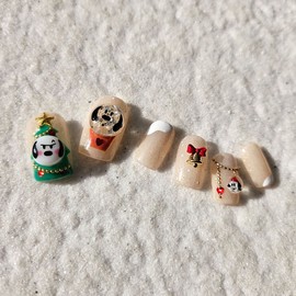 Character Christmas handmade nail tips - Ballerina S / 캐릭터 크리스마스 수제네일팁 - 발레리나S