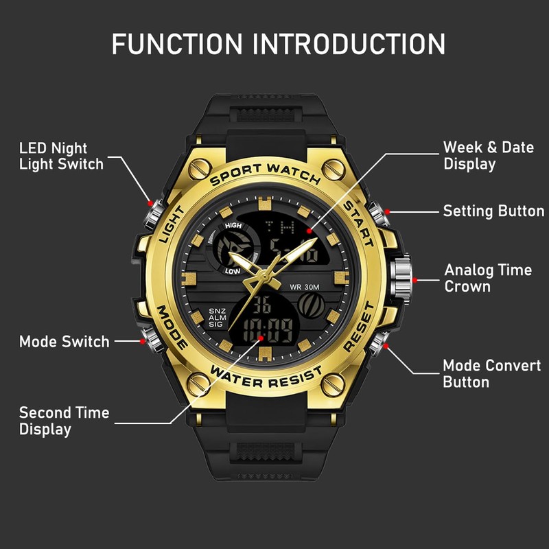 BR.K Brother King Mens Watches Heavy Duty Digital Wrist Watch