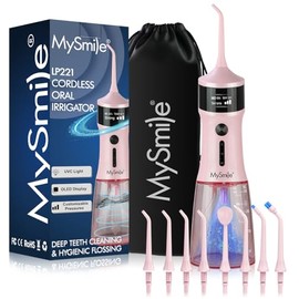 Mysmile Lp221 Uvc Irrigadores Dentales Inalámbricos Esterilizables Dientes Hilo Dental Portátil Pantalla Oled 335 Modos Puntas Chorro Una Bolsa