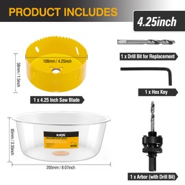 KATA 4 Hole Saw for Recessed-Lights: 4-1/4 in Hole Saw with Silicone Dust Bowl - Installing 4 Inch Led Recessed Ceiling Lights for Drywall - Hole Cutter with Dust Catcher for Can Lighting