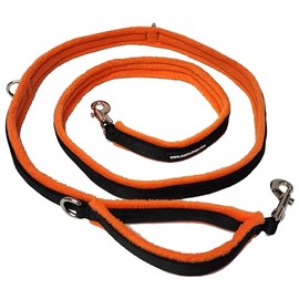 ActiveDogs Luxury Fleece Crossbody Dog Leash 6.5ft - Comfortable Hands Free Dog Leash with Adjustable Length, Durable Black Nylon & Built-in Handle - Wearable No Hands Dog Leash, Orange
