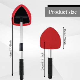 QZTYTY Windshield Cleaning Tool, Car Window Cleaner, Windshield Cleaner with 4 Washable Reusable Microfiber Pads and Extendable Handle, Auto Glass Wiper Cleaning Kit Universal for Car (Red)