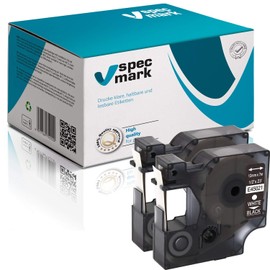 specmark Compatible with DYMO D1 45021 S0720560 Label Tape 12 mm x 7 m Set x 2 Pieces White on Black Compatible with LM Label Manager LP Label-Point LW Label-Writer DUO