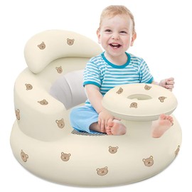 YANGUN Inflatable Baby Chair, Infant Back Support Sofa, Built in Air Pump Infant Back Support Sofa, Blow Up Baby Chair for Babies 3-36 Months(Bear) (Bear)