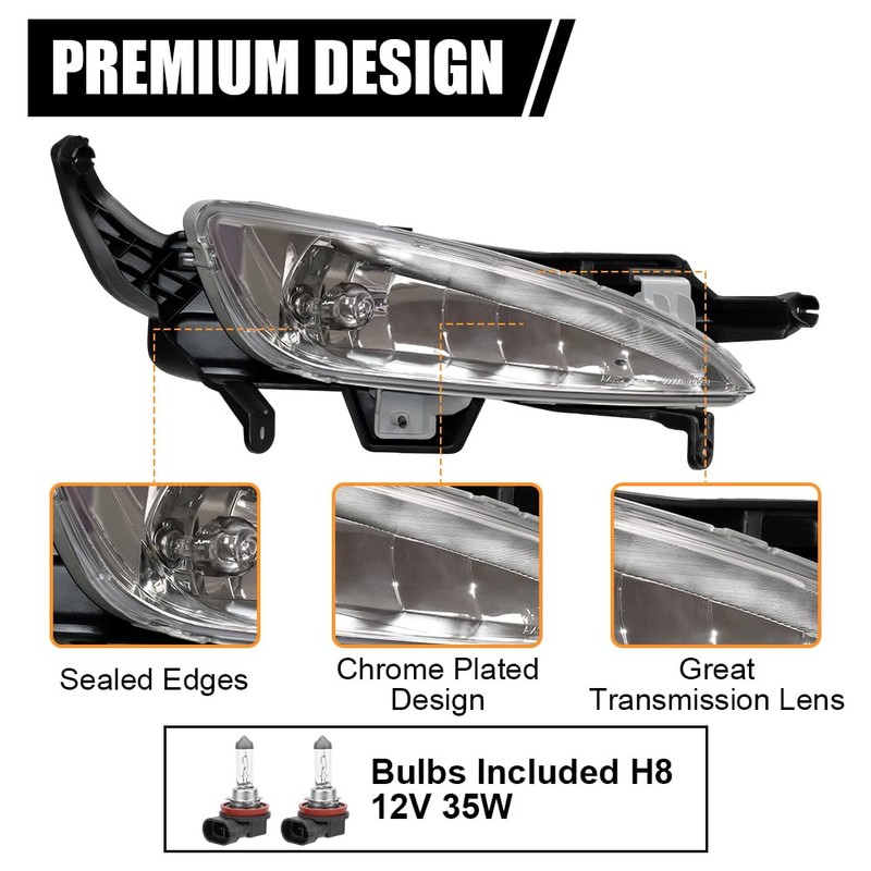 For 2011-2013 Kia Optima Front Bumper Fog Light Set Black