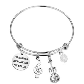 KUIYAI Cellist Musician Gift, Cellist Bracelet, Cello Player Gift for Him and Her, 6.5 cm (2.56 inches), Stainless Steel, Stainless Steel