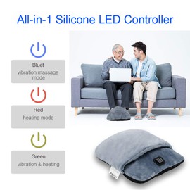 Foot Warmers with Heating and Vibration Massage Function, Electric Feet Warmer Fast Heating Pad Ultra Soft Flannel Fleece with 3 Settings,Durable Anti-Slip Sole,for Men and Women