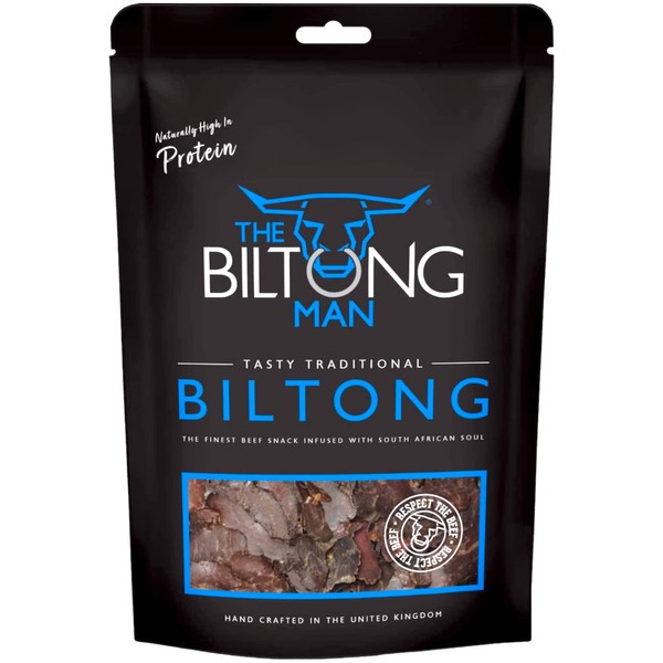 The Biltong Man | Tasty Traditional Lean Beef Biltong | Healthy High Protein Dried Beef Snack | Low Calorie, Gluten-free & Keto-friendly | 500 g (Pack of 1)
