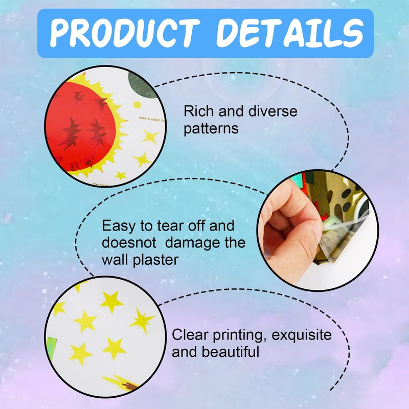 Space Wall Stickers for Kids - Solar System Planet Wall