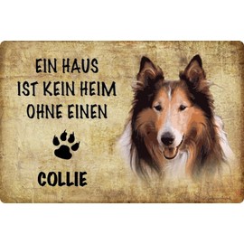Tin Sign with German Text "Ein Haus ist keine Heim ohne einen Collie Hund [German Language] 30 x 20 cm