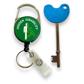 Compatible NKS/Radar UK Disabled Toilet Key with Retractable Hidden Disability Badge Reel with Belt Clip
