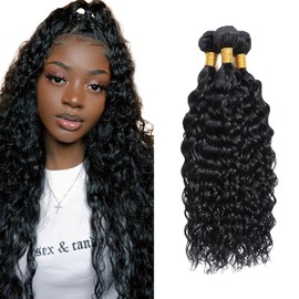 50g 1WS #1B Water Wave Hair Extensions 24 26 28