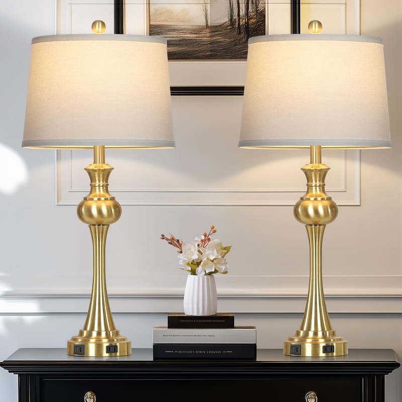 Cinyirong 28.75" Gold Table Lamps for Living Room,Touch Lamps for
