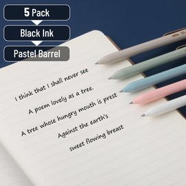 Mr. Pen Retractable Gel Pens - 5 Pack, Fine Point 0.5mm, Pastel Color Barrels with Gold Clips, Fast Dry Ink
