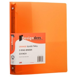JAM Paper® Designders® - Plastic 3 Ring Binder - 3/4 Inch Width - Orange - Sold Individually