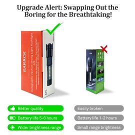 EARRCK Strong Light Flashlight, Camping Gadgets 2024, Emergency with Red&Blue Alarm Lights, Waterproof Rechargeable, for Camping Mountaineer Garden