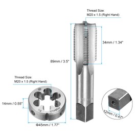 QUARKZMAN 2 Piece Tap and Die Set Metric M20 x 1.5 Tap & Round Die Set Tap & Die Set for Repair