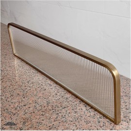 Countertop Low Fence Divide, Restaurant Decorative Partitions Grille,Dividers for Dining Areas,Gold Stainless Steels Frame Tempered Glass Panel, for Office, Restaurant, Hotel Bar (39.4 * 11.8IN)