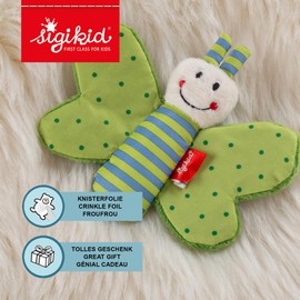 Sigikid SIGIKID 41179 Greifling Schmetterling Red Stars Mädchen und Jungen Babyspielzeug empfohlen ab Geburt grün