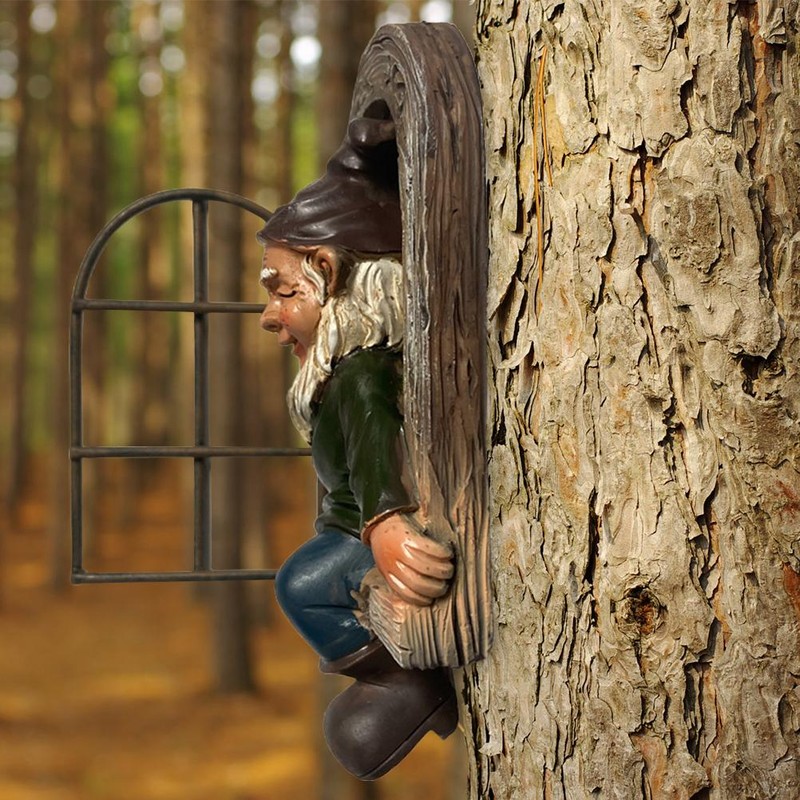Garden Statue Elf Tree Hugger Yard Art Tree Sculpture for