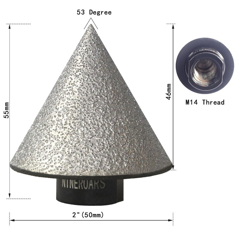 NINEROARS Diamond Beveling Chamfer Bits 2" (50mm) x M14 Thread