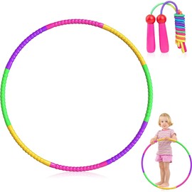 BNGXR Hula Hoop for Children with Skipping Rope, 8-Piece Removable Hula Hoop, The Fitness Hula Hoop, Hula Hoop Children from 4 Years, for Fitness, Gymnastics, Dance, Yoga