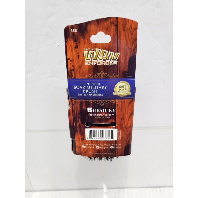 Firstline Wav Enforcer Double Sided Boar Fade Brush w/Soft&Firm Bristles